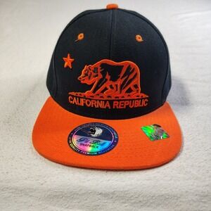 California Republic Cali Life Hat Cap Snapback One Size Black Orange Pit Bull